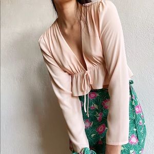 Aritzia Sunday Best Cropped Tie-Front Blouse